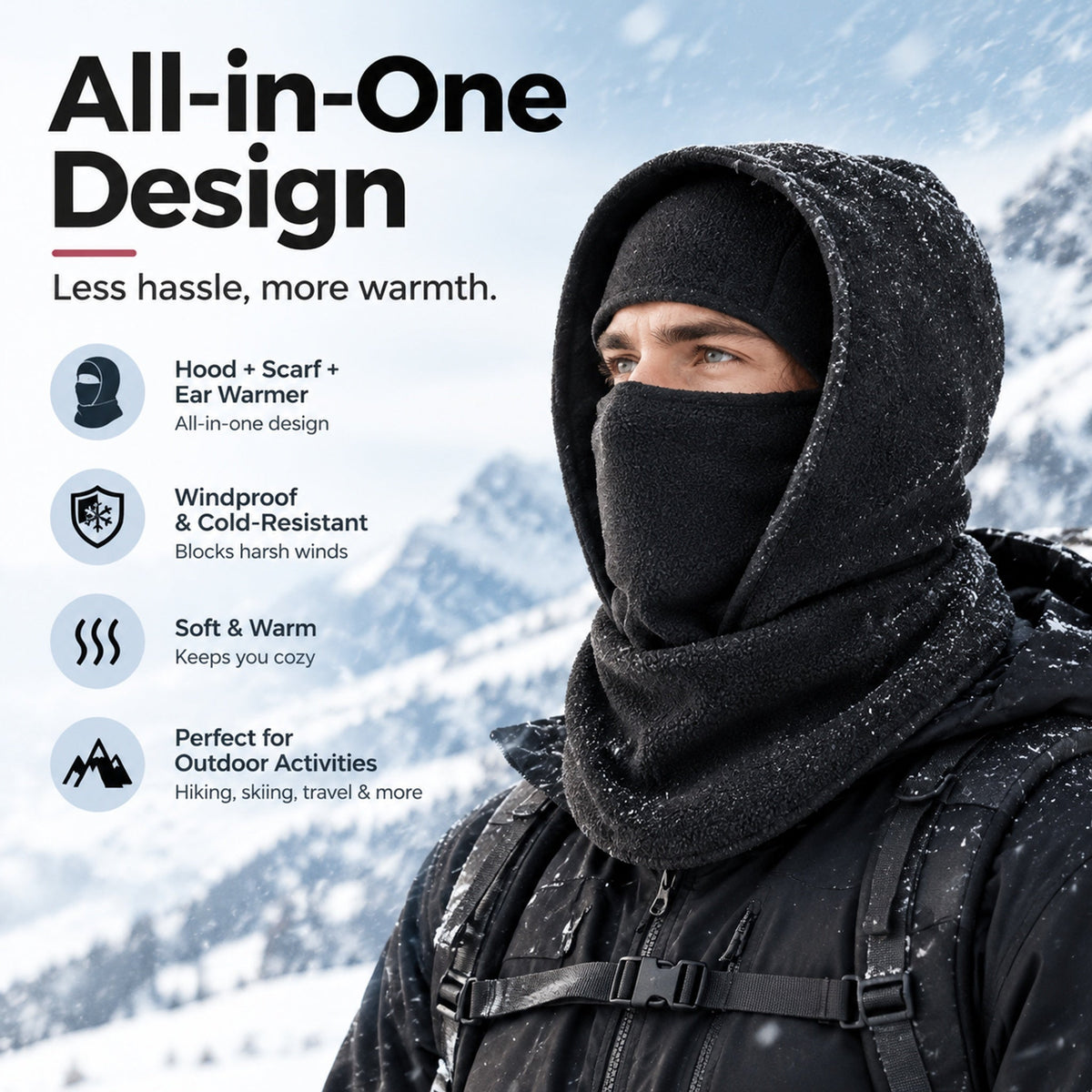 Winter All-In-One Scarf Ear Cover Warm Balaclava