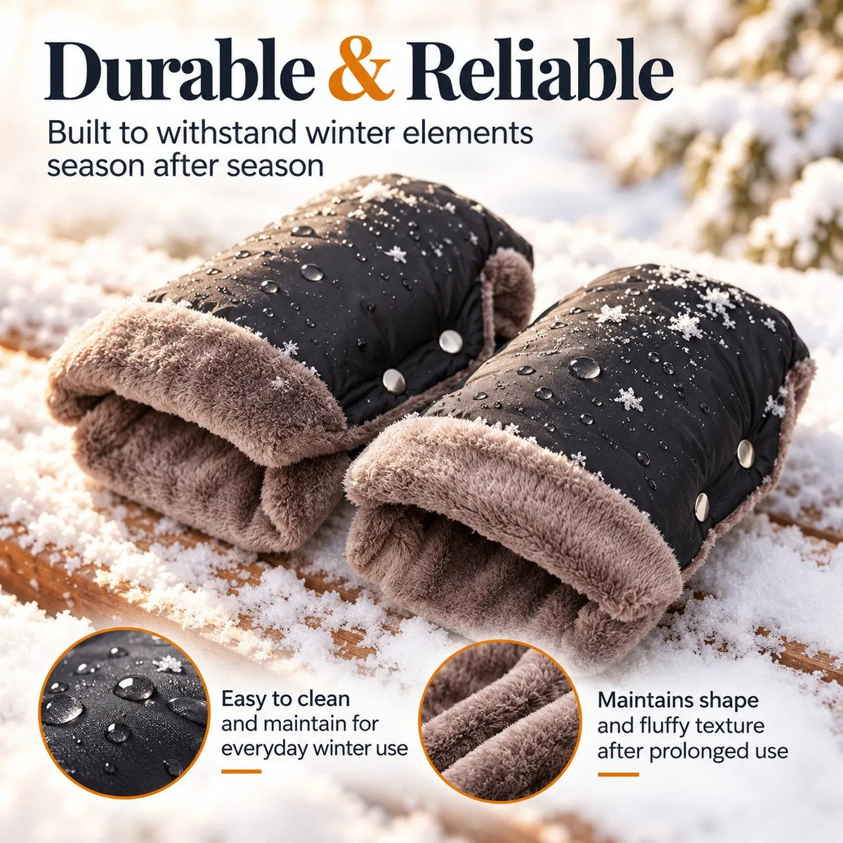 Winter Waterproof Baby Stroller Hand Muff Thicken Warm Stroller Gloves