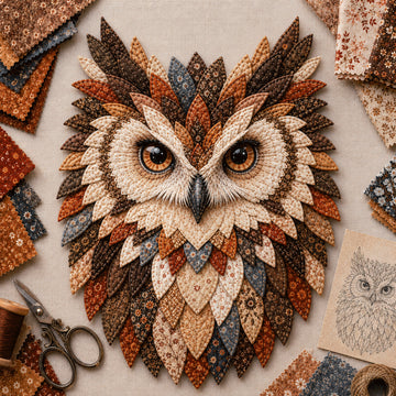 Layered Fabric Owl Wall Art DIY Kit