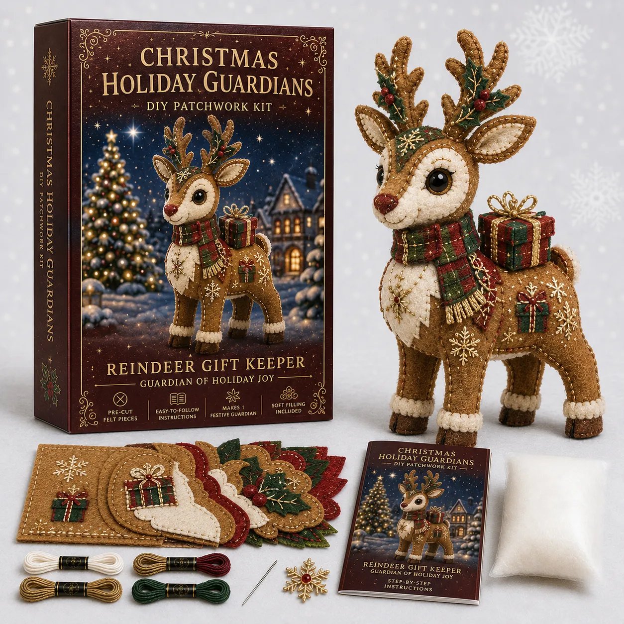 Beginner-Friendly Christmas Holiday Guardian Felt Patchwork Kit Collection