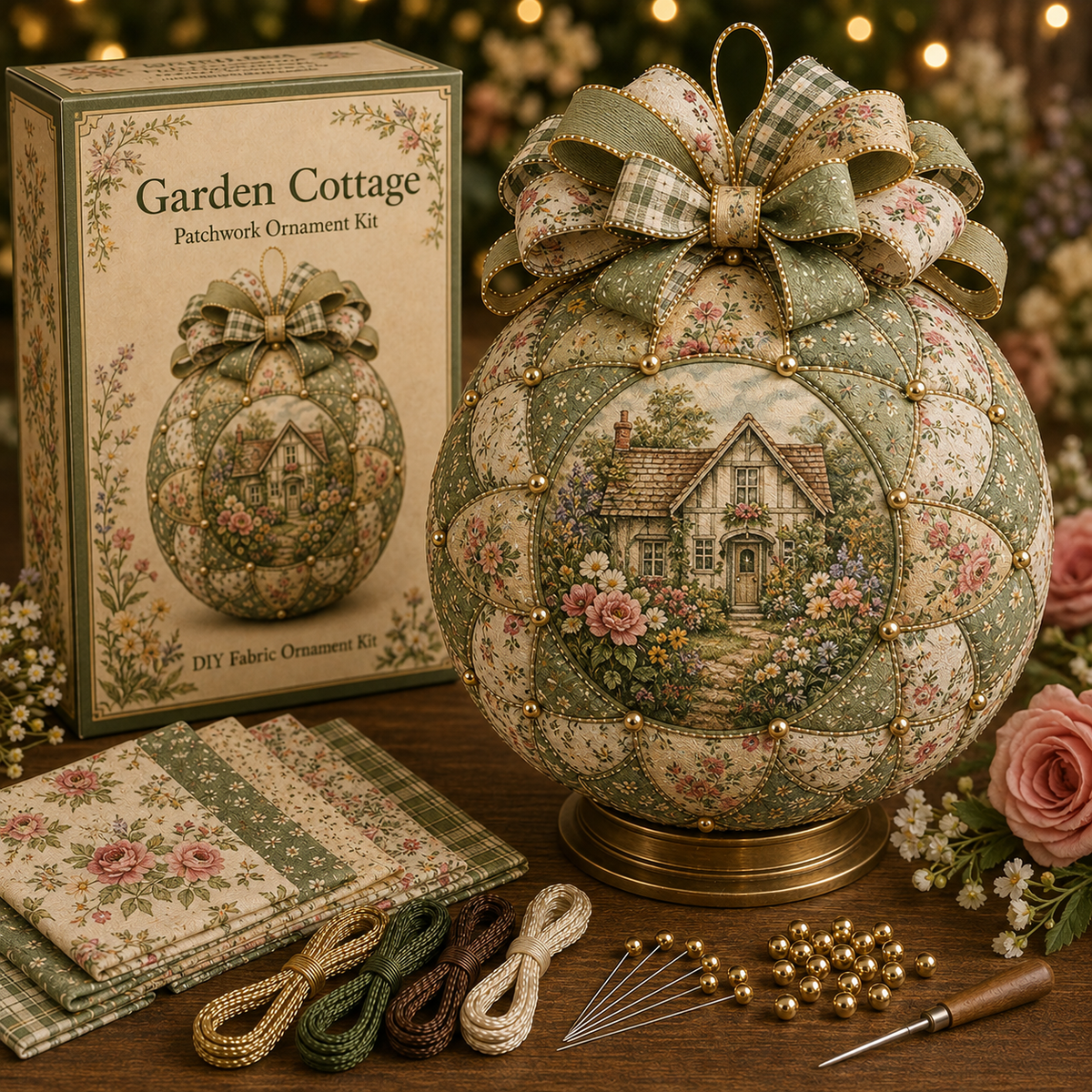 Garden & Birds Patchwork Ornament DIY Kit