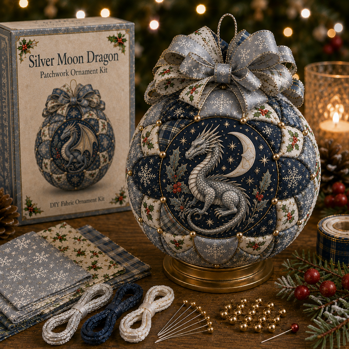 Christmas Dragon Patchwork Ornament DIY Kit