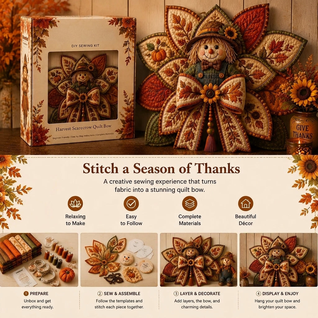 Thanksgiving Quilt Bow DIY Sewing Kit