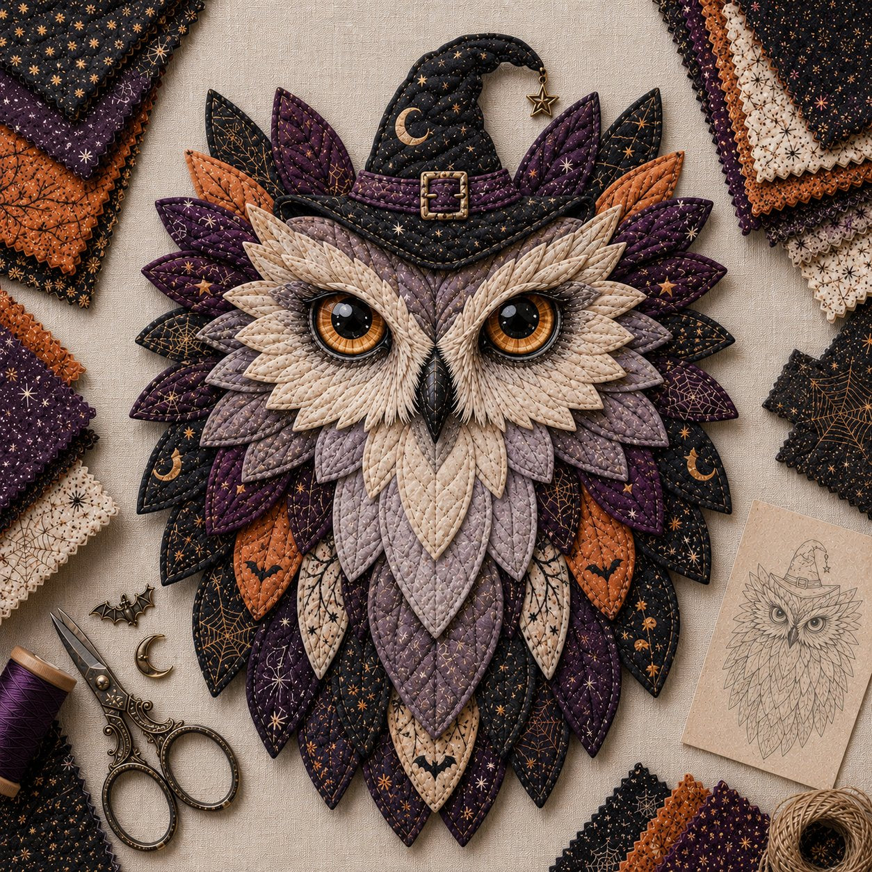 Layered Fabric Owl Wall Art DIY Kit