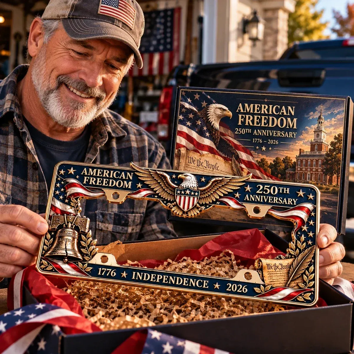 America 250th Anniversary Metal License Plate Frame