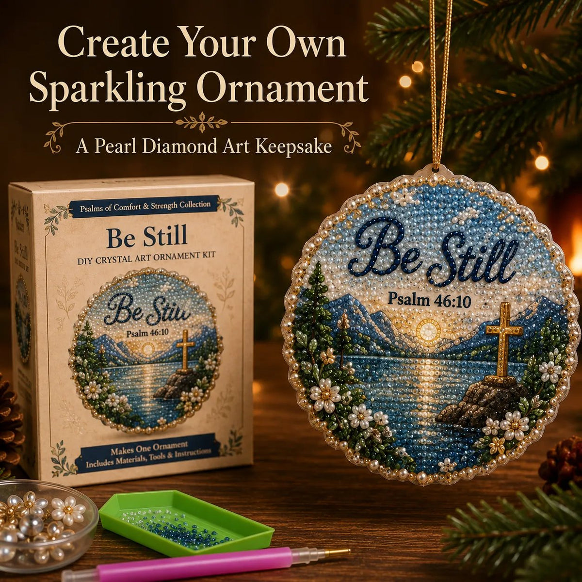 Beginner-Friendly Scripture Pearl Diamond Art Ornament DIY Kit