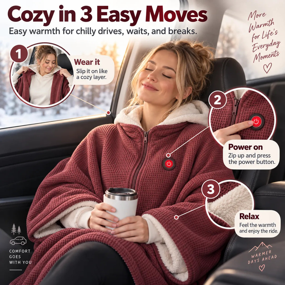 Wearable Heated Blanket Shawl