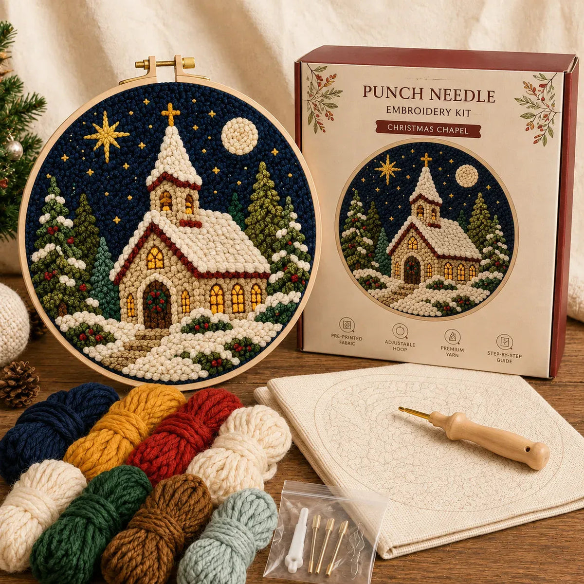 Beginner-Friendly Christmas Punch Needle DIY Kit