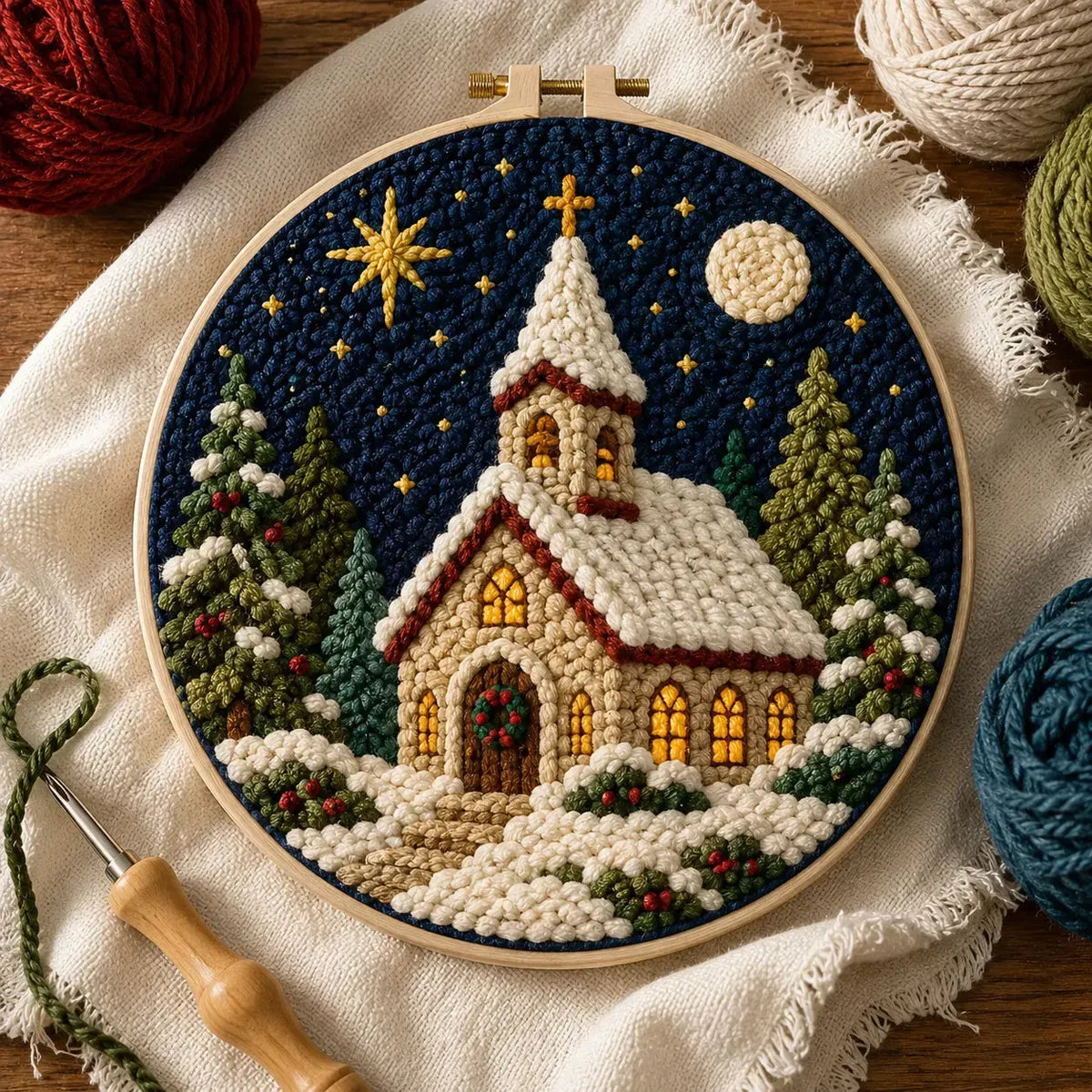 Beginner-Friendly Christmas Punch Needle DIY Kit
