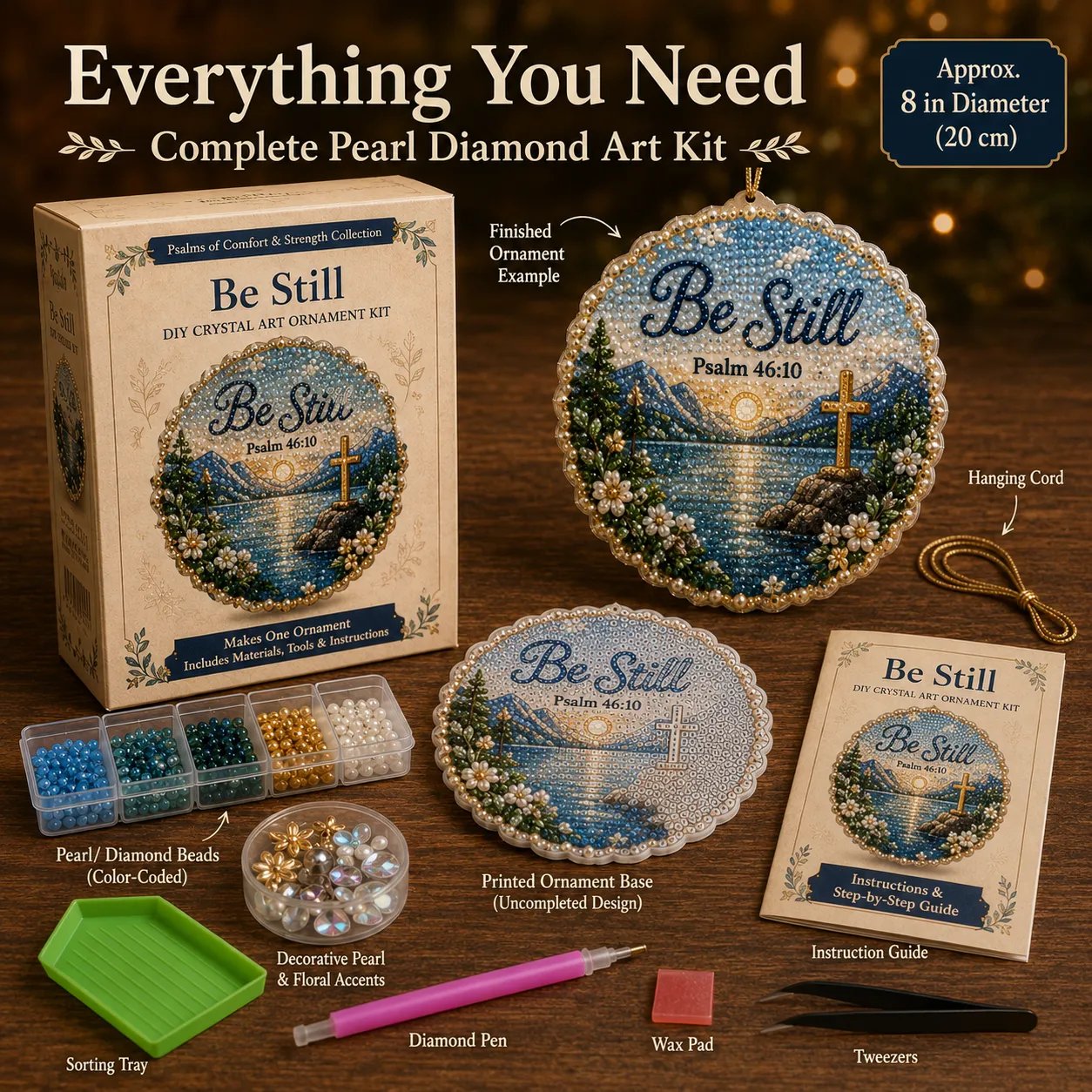 Beginner-Friendly Scripture Pearl Diamond Art Ornament DIY Kit