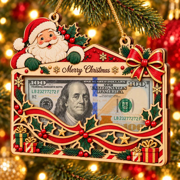 Wooden Christmas Cash Gift Holder Ornament