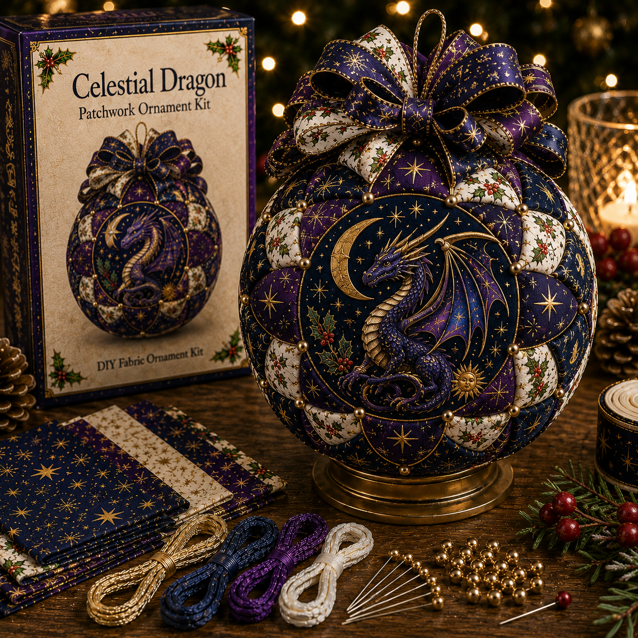 Christmas Dragon Patchwork Ornament DIY Kit