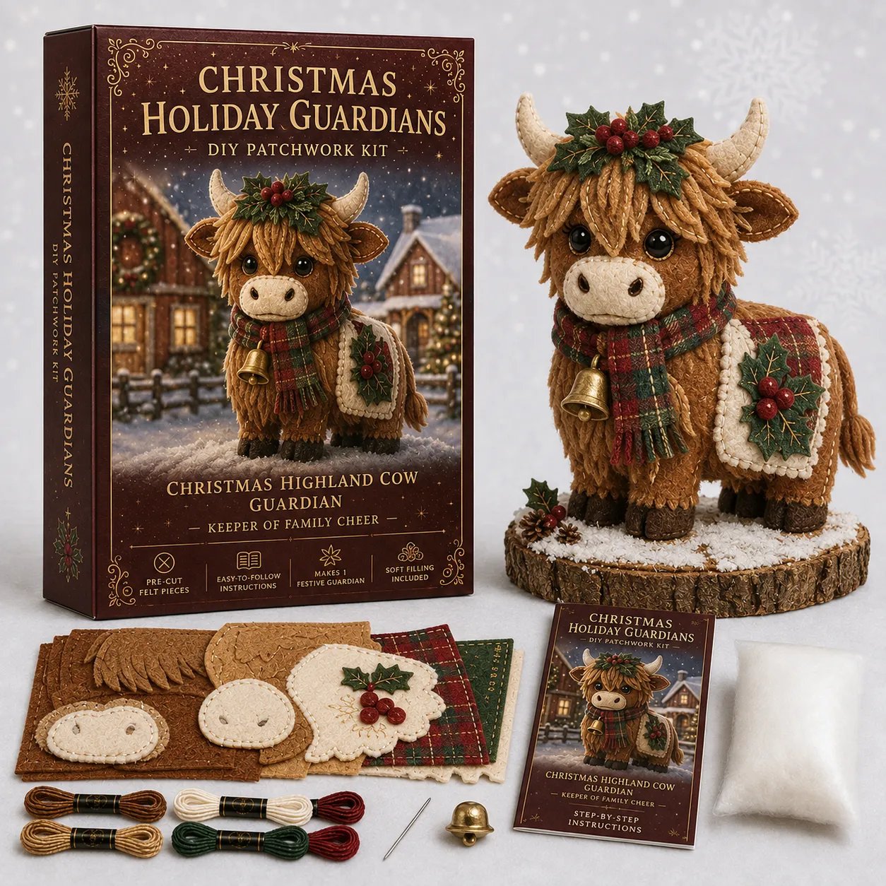 Beginner-Friendly Christmas Holiday Guardian Felt Patchwork Kit Collection