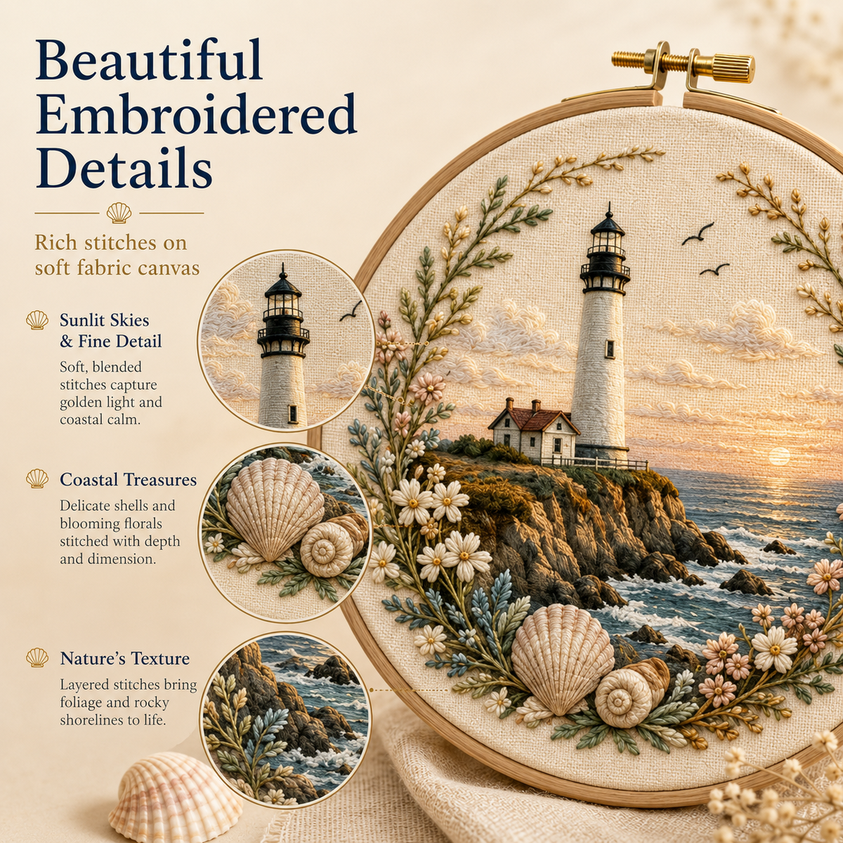 America’s Iconic Lighthouses Embroidery Kit