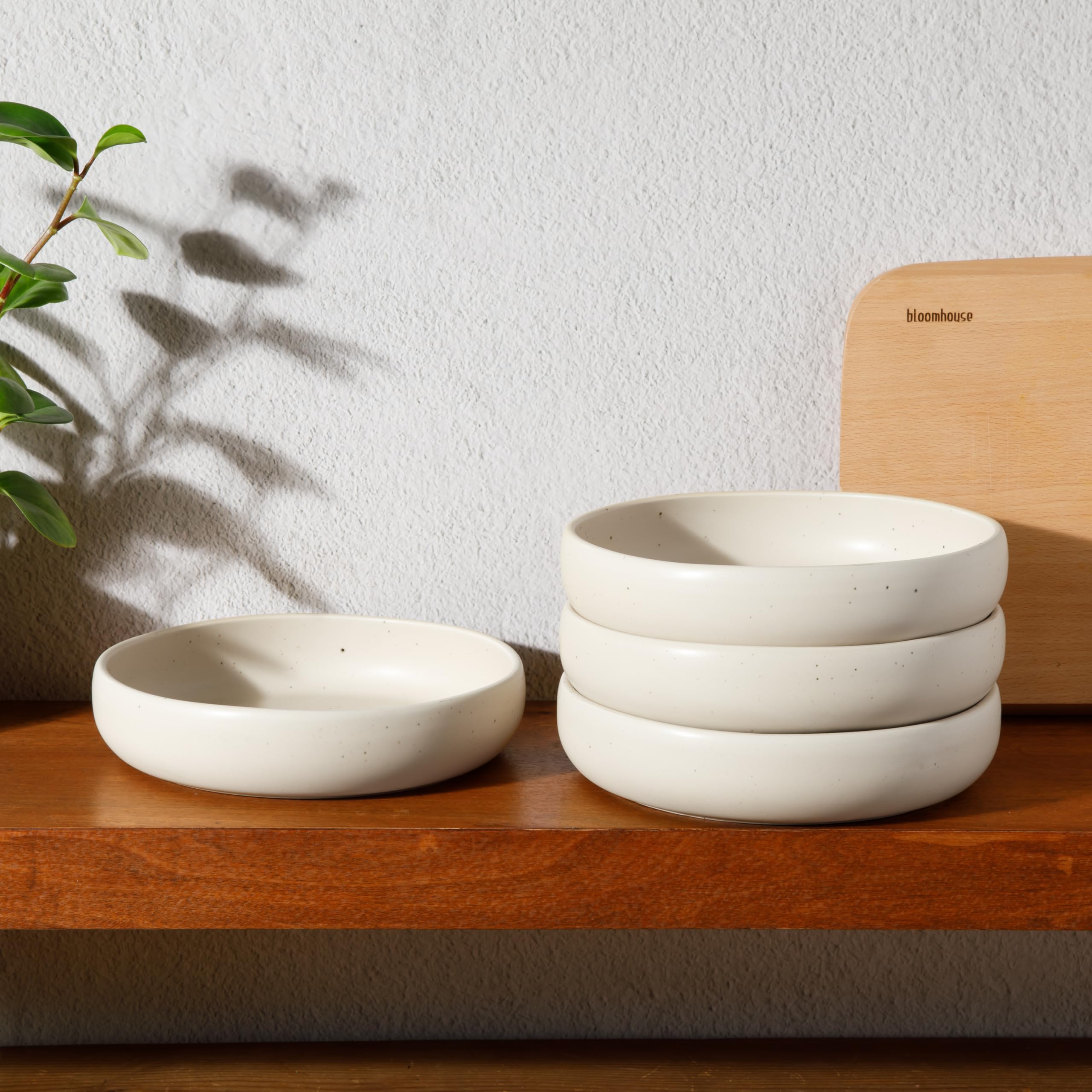 4-Piece Meal & Pasta Bowl Set – Sea Salt White Stoneware