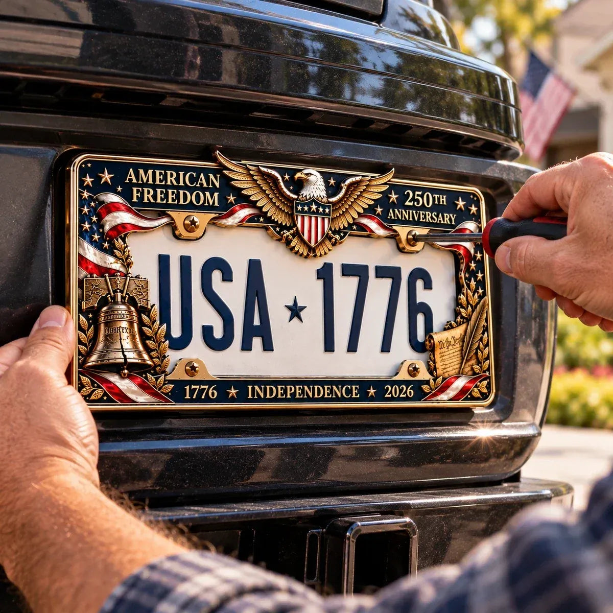 America 250th Anniversary Metal License Plate Frame