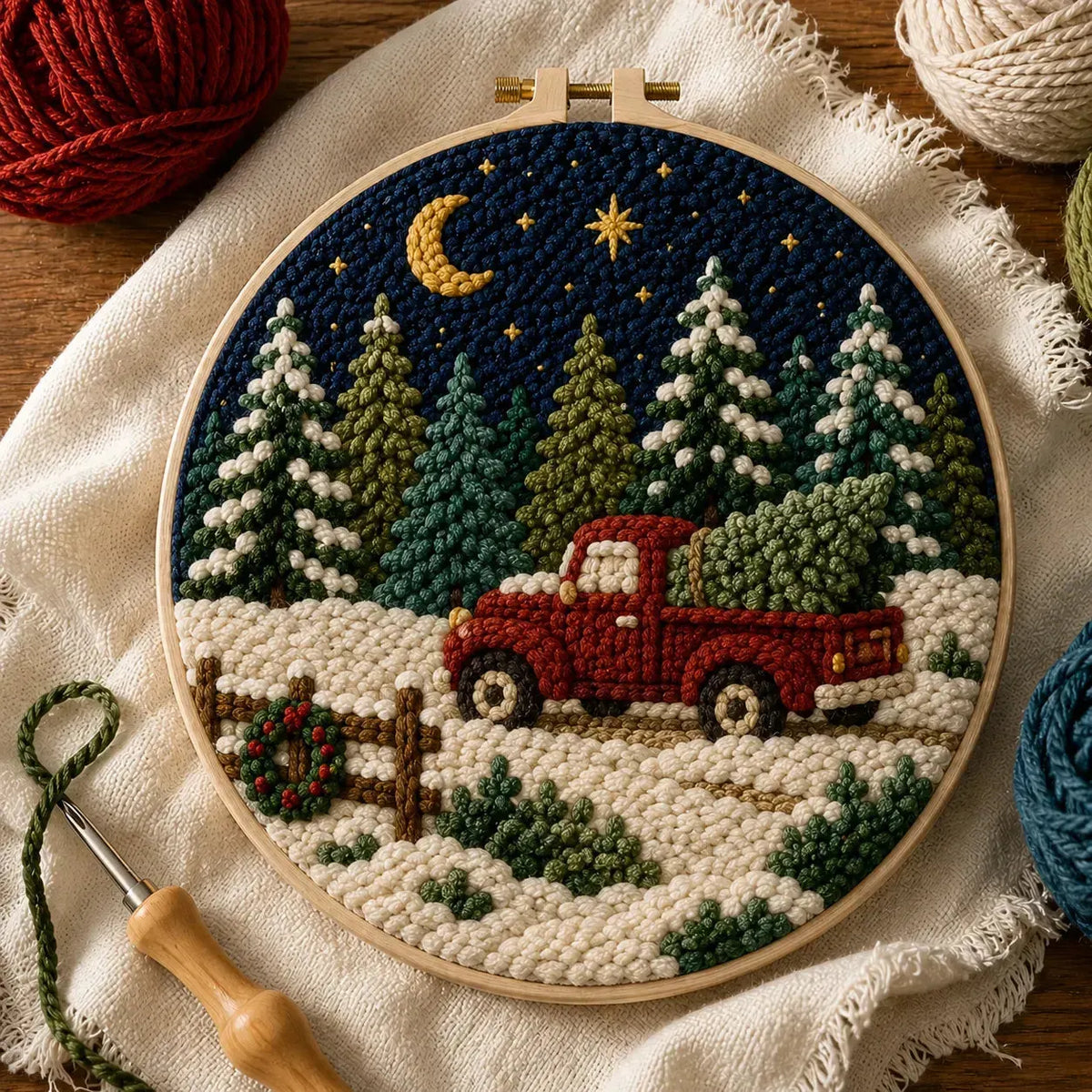 Beginner-Friendly Christmas Punch Needle DIY Kit