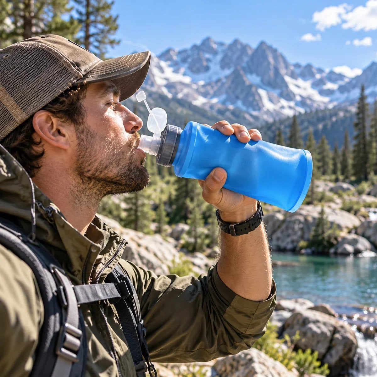 Silent Collapsible Hunting Water Bottle – 500ML Soft Flask for Outdoor Adventure
