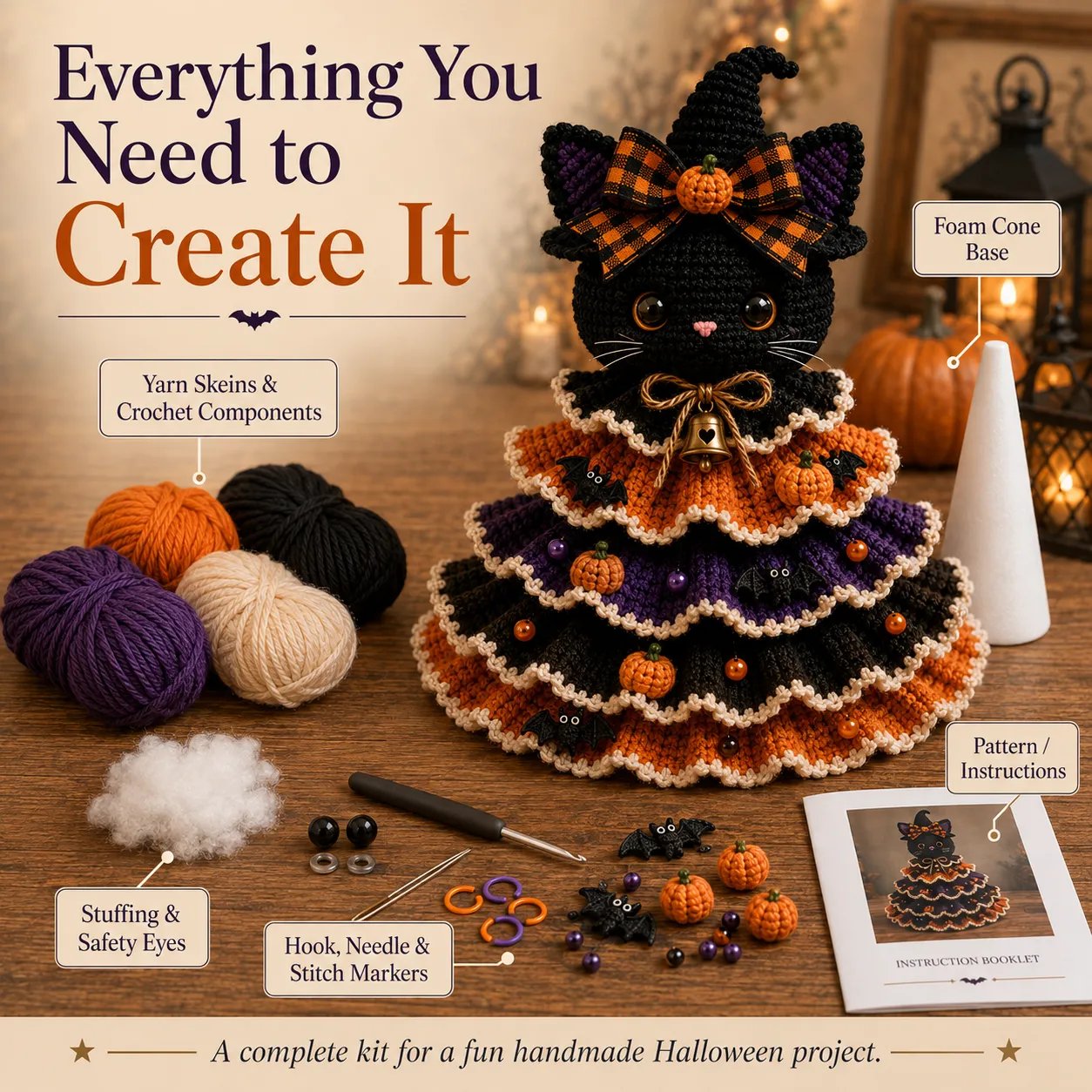 Halloween Crochet Tabletop Decor DIY Kit