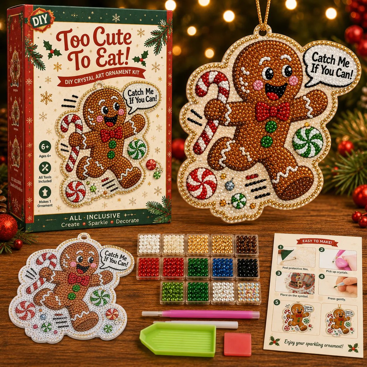 Beginner-Friendly Funny Christmas Pearl Diamond Art Ornament DIY Kit