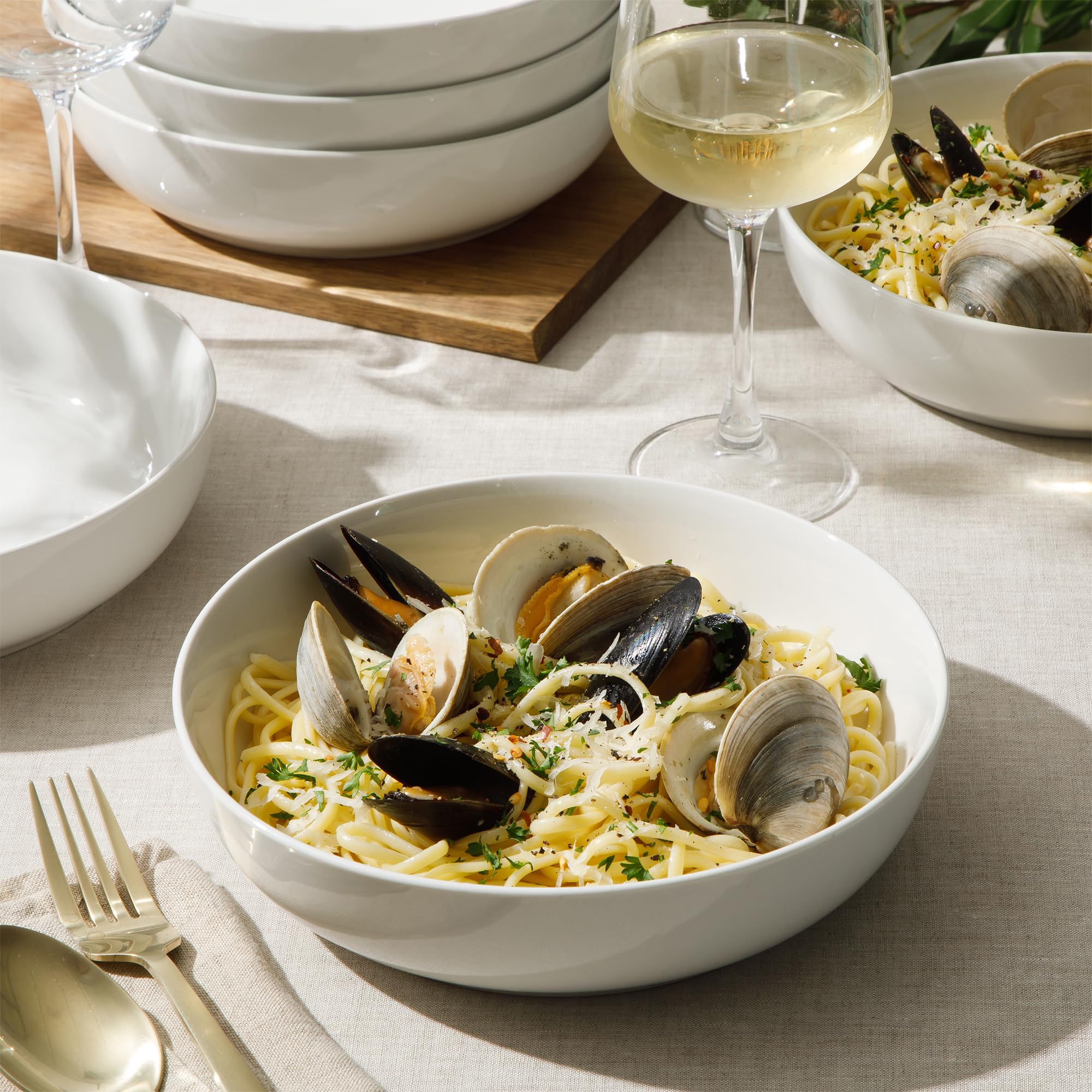 41oz Pasta Bowls Set of 6 – Wide Shallow Porcelain Salad Bowls
