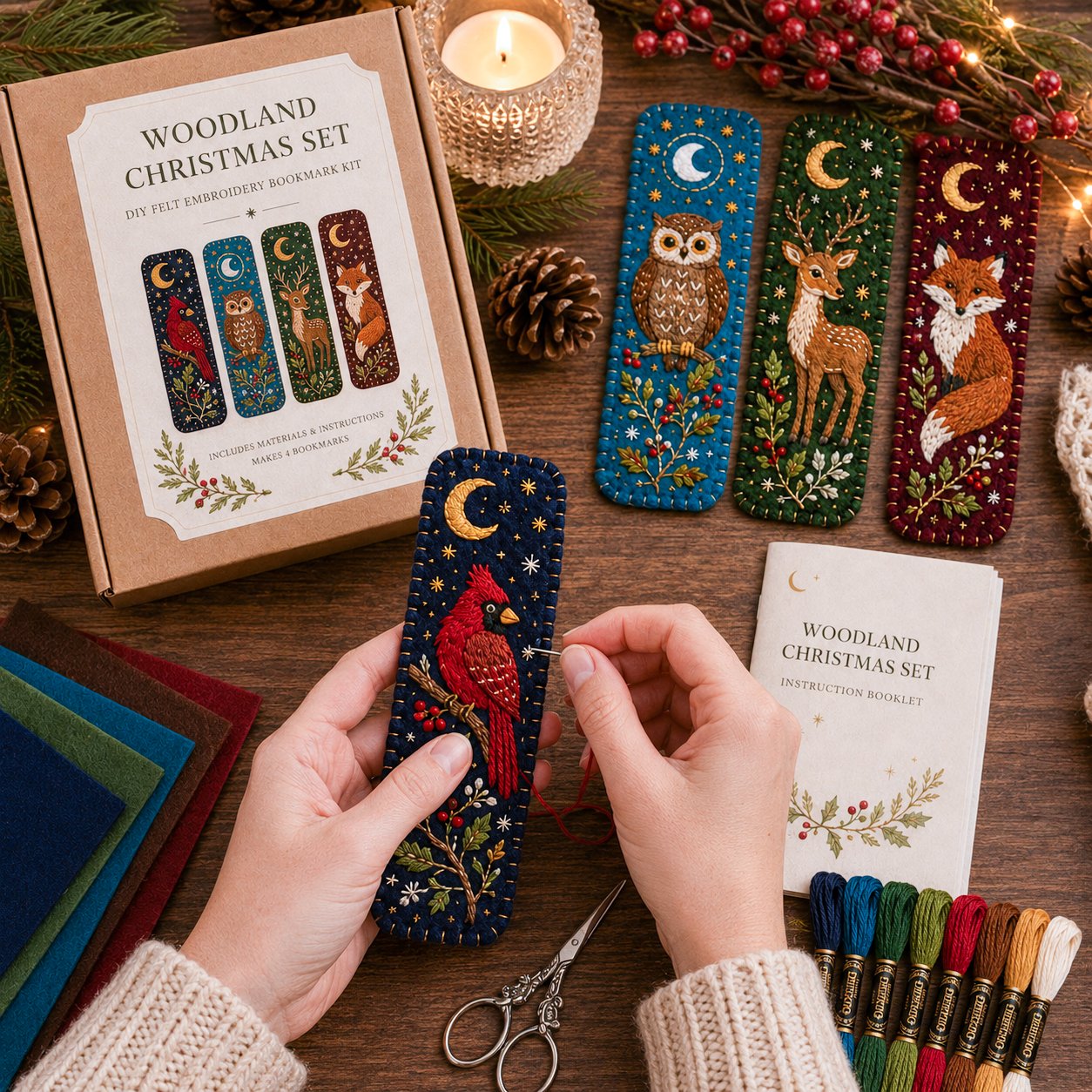 DIY Felt Embroidery Bookmark Kit