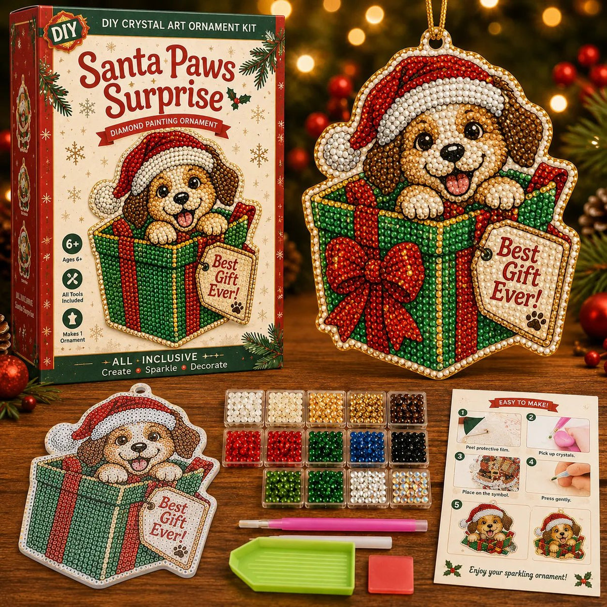 Beginner-Friendly Funny Christmas Pearl Diamond Art Ornament DIY Kit