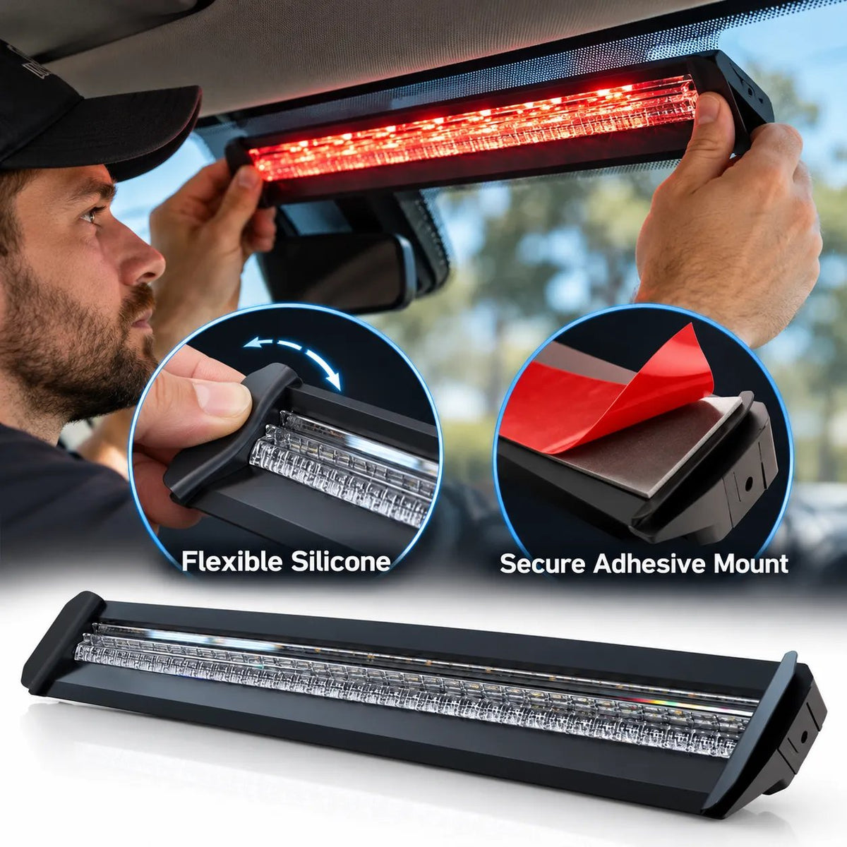 3-Color LED Windshield Warning Light Bar