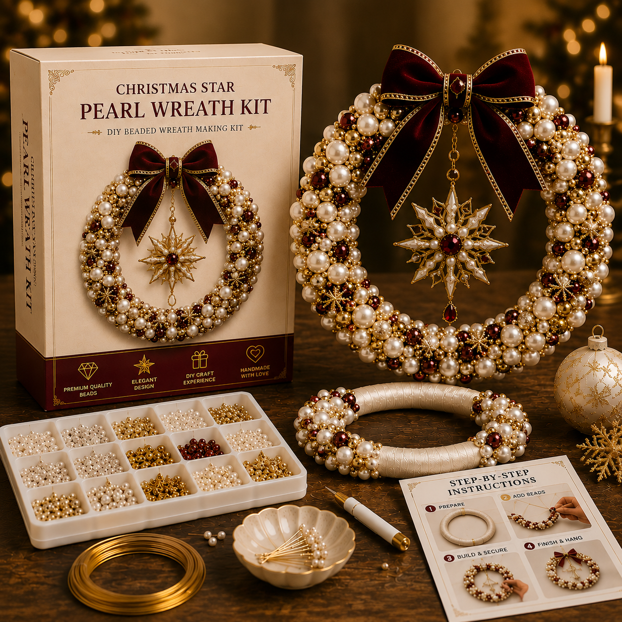 DIY Pearl Art - Christmas Wreath