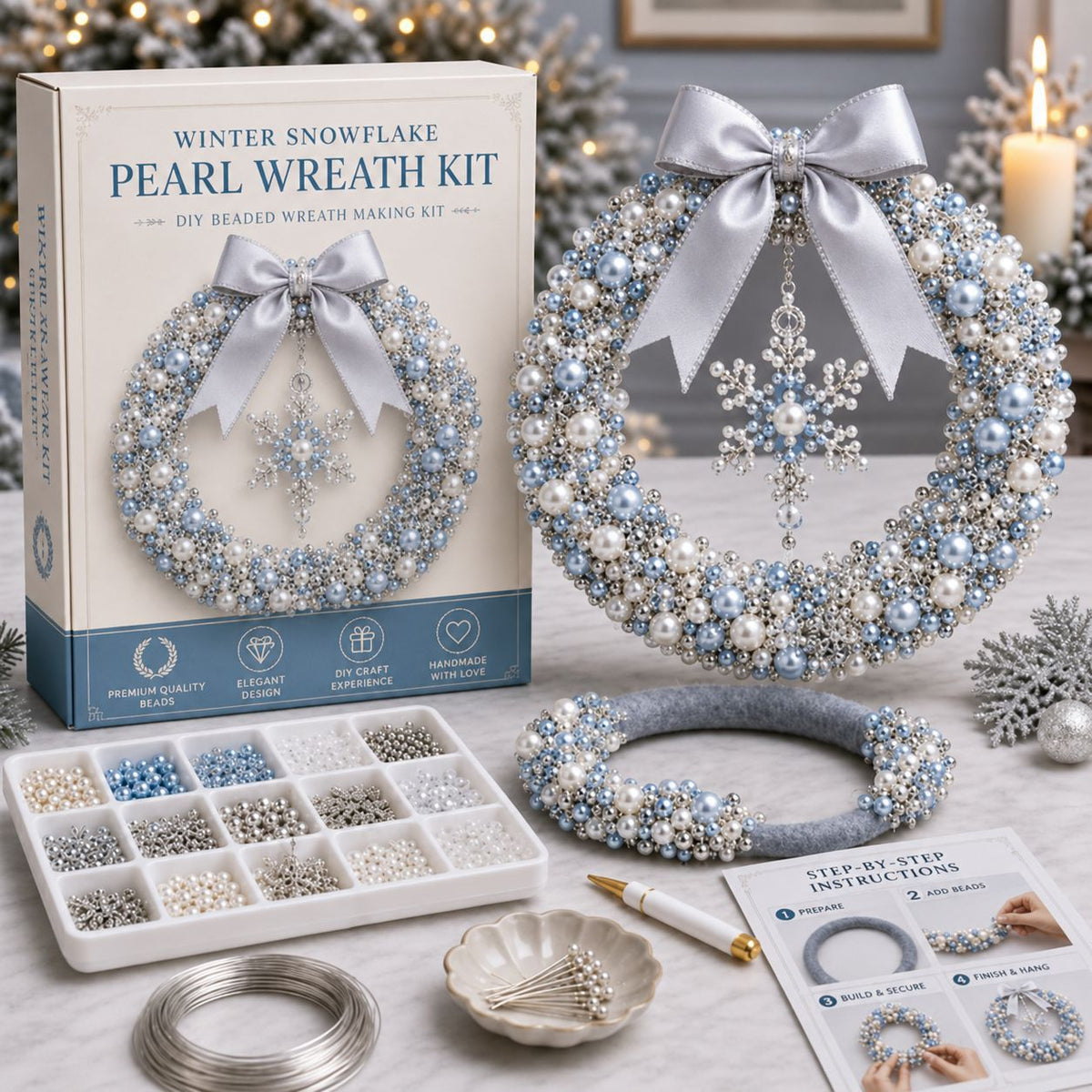 DIY Pearl Art - Christmas Wreath