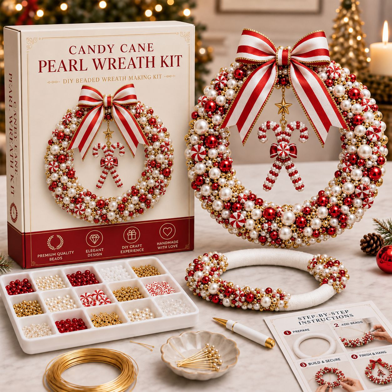 DIY Pearl Art - Christmas Wreath