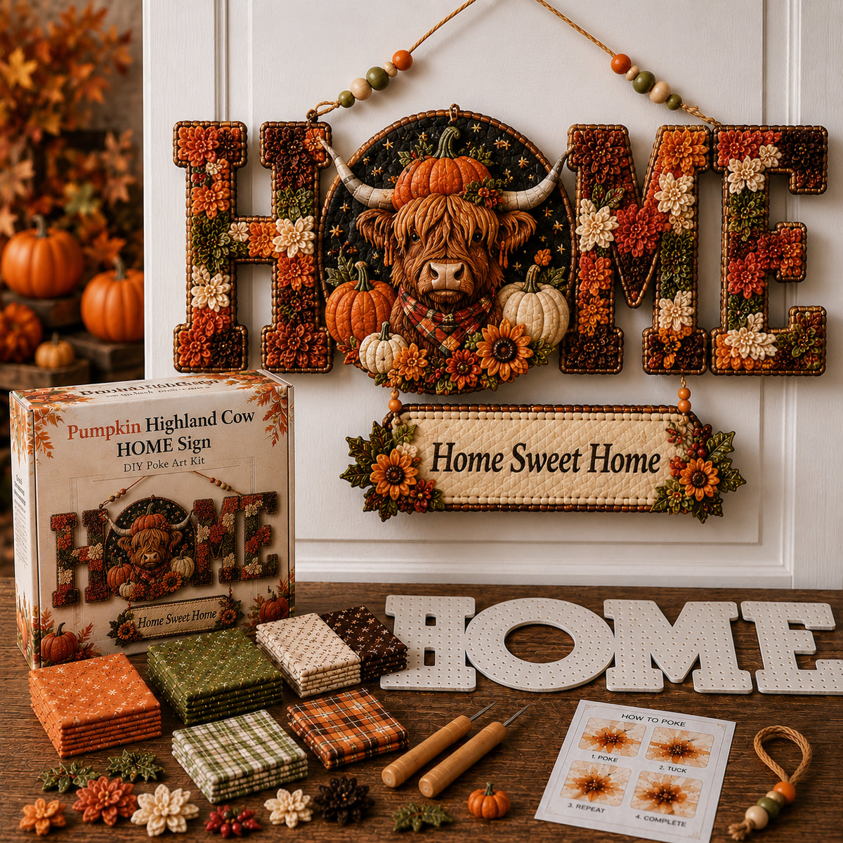 DIY Fabric Poke Art Home Sign Kit