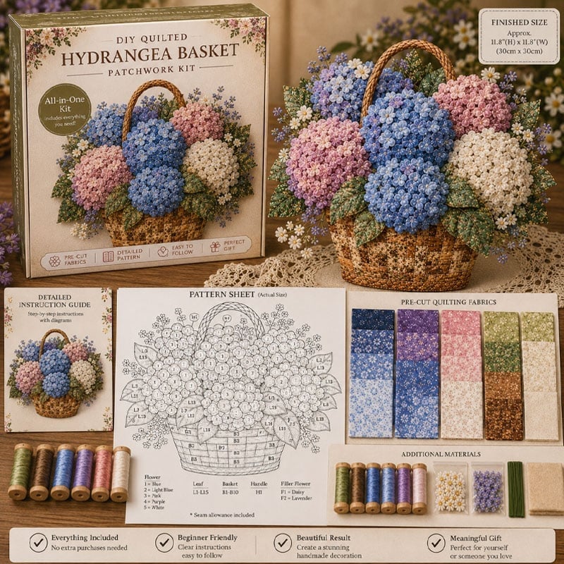 Premium Floral Basket Patchwork DIY Kit