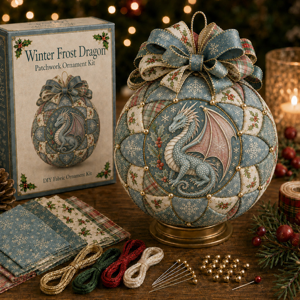 Christmas Dragon Patchwork Ornament DIY Kit