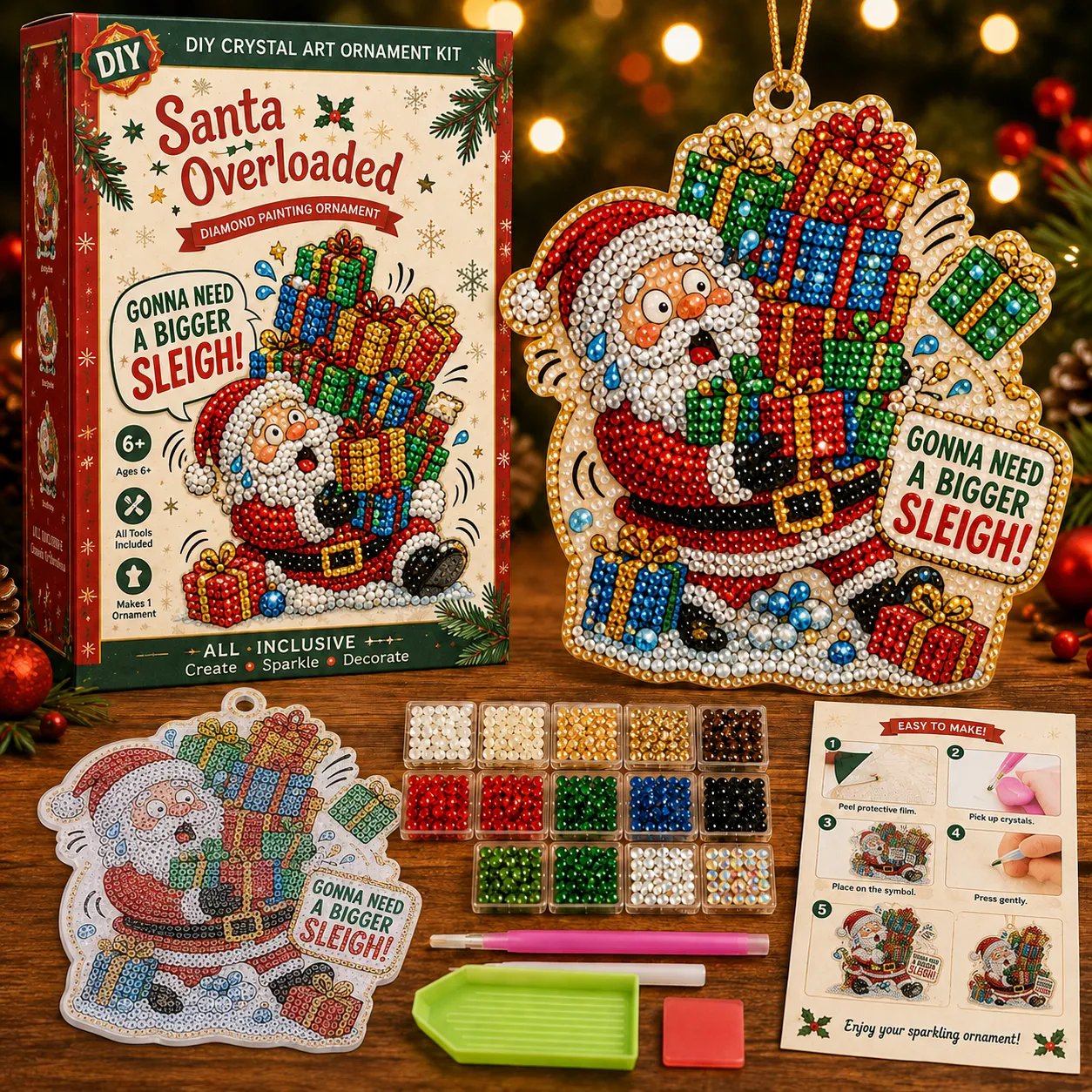Beginner-Friendly Funny Christmas Pearl Diamond Art Ornament DIY Kit