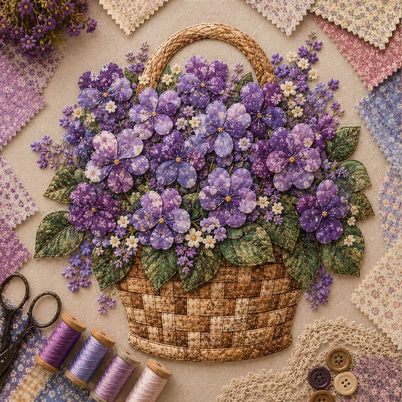 Premium Floral Basket Patchwork DIY Kit