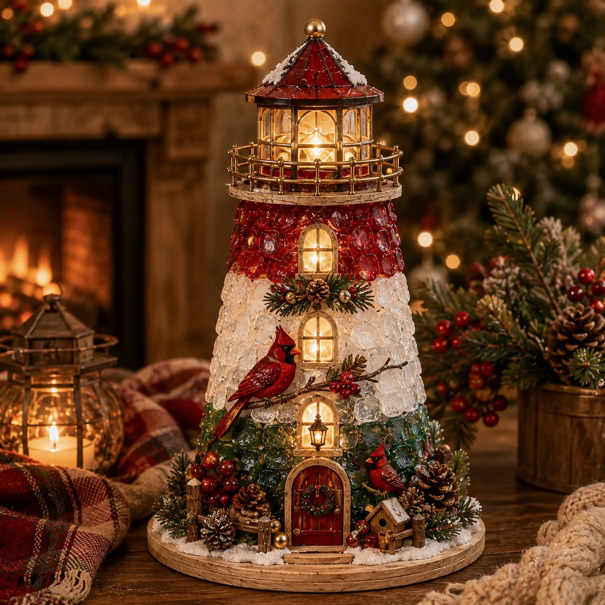 Beginner-Friendly DIY Lighted Christmas Character Sea Glass-Style Lighthouse Kit Collection