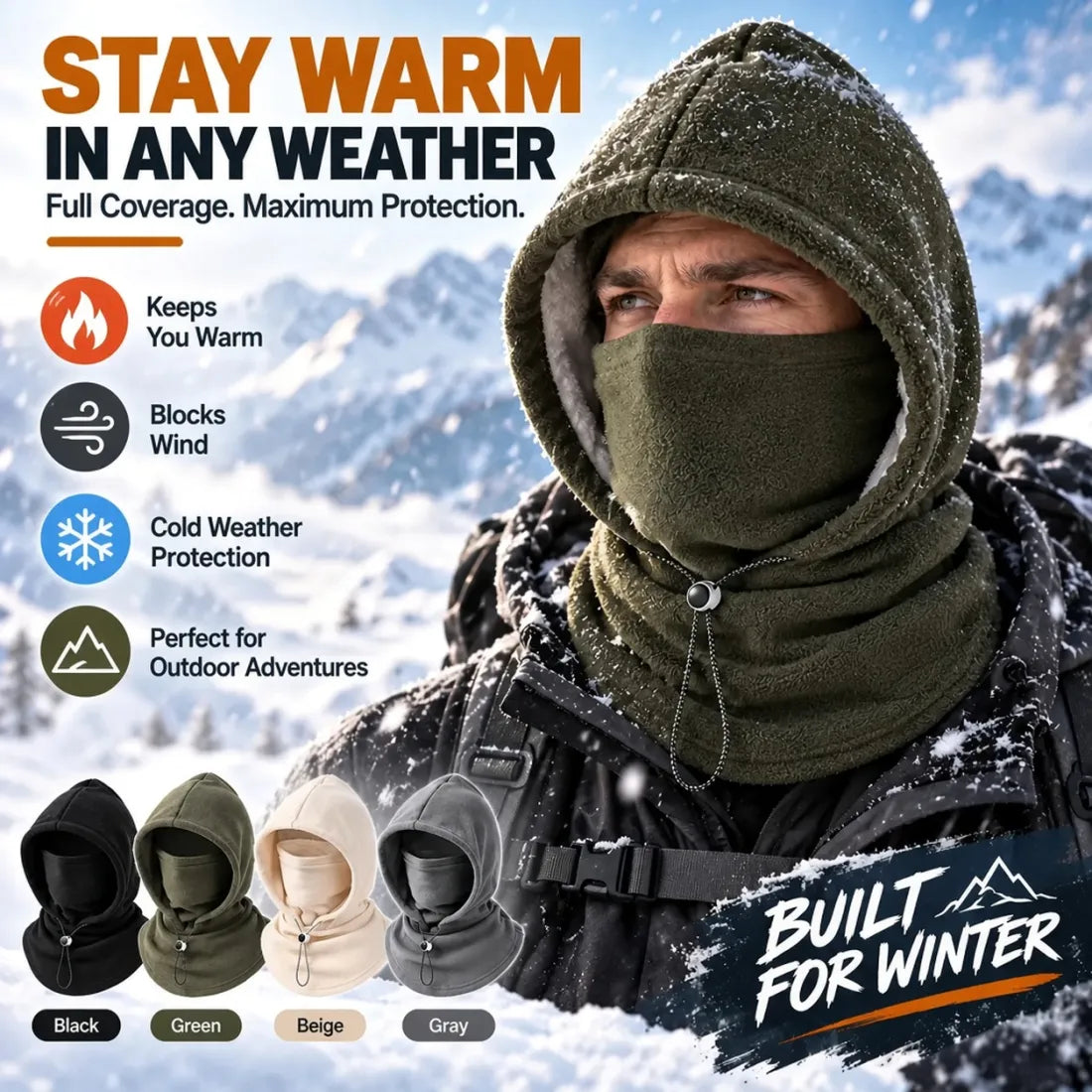 Winter Fleece Hood – 3-in-1 Warmth for Head, Face & Neck