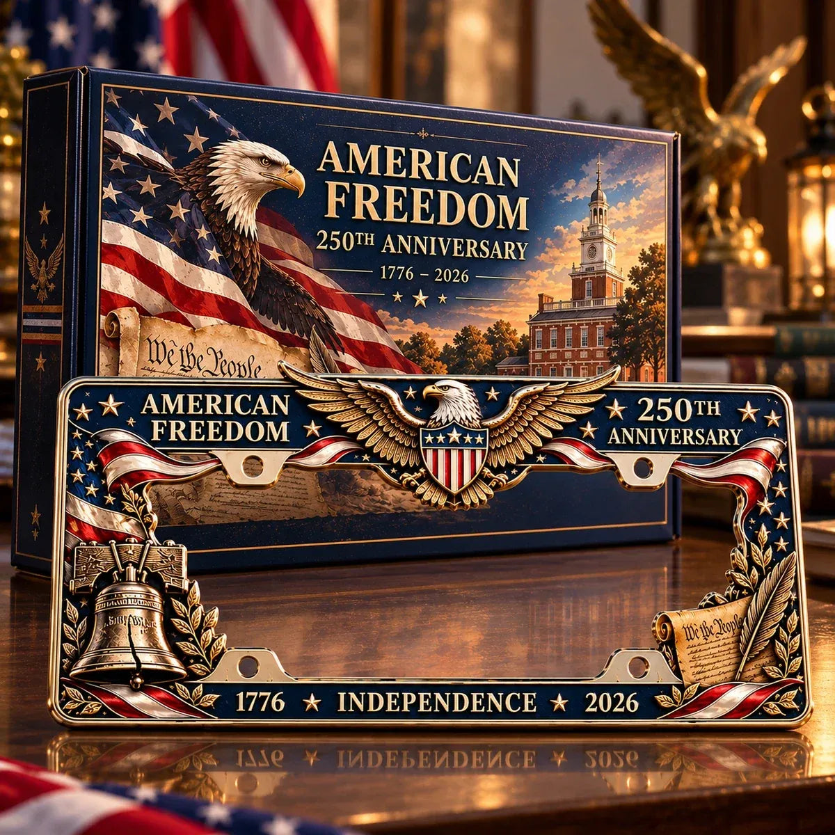 America 250th Anniversary Metal License Plate Frame