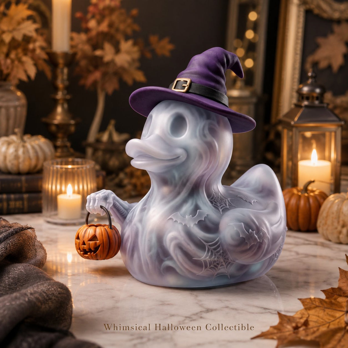 Halloween 2026 Spooky Ghost Witch Duck Figurine