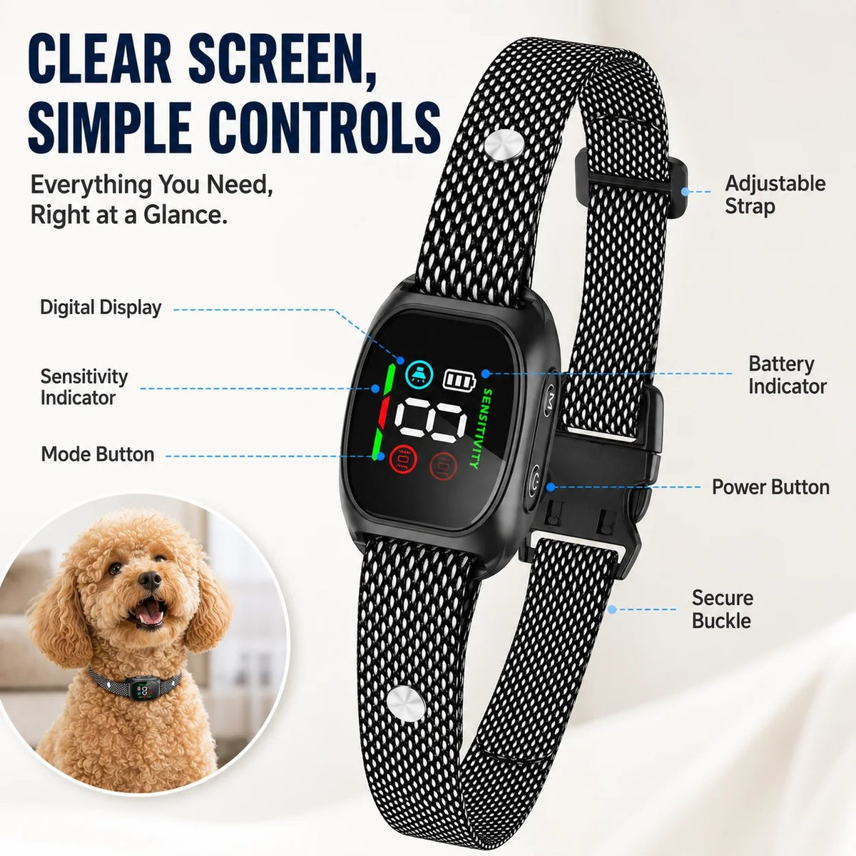 Smart No-Shock Anti-Bark Collar for Dogs