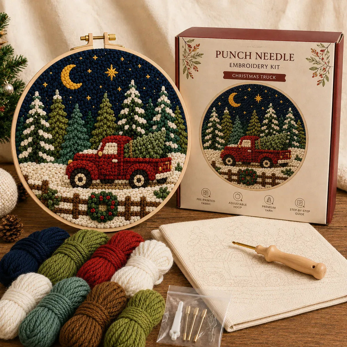 Beginner-Friendly Christmas Punch Needle DIY Kit
