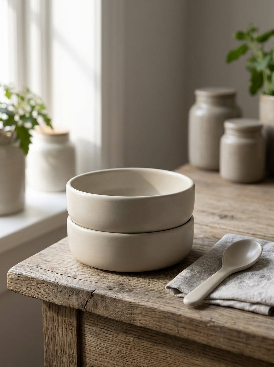 Minimalist Style Glazed Ceramic Bowl 4 Pcs Set