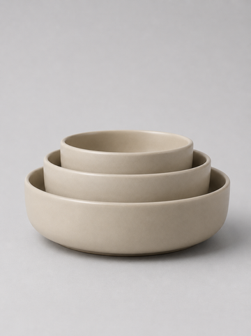 Glazed Stoneware Serving Bowls 3 Pcs Set
