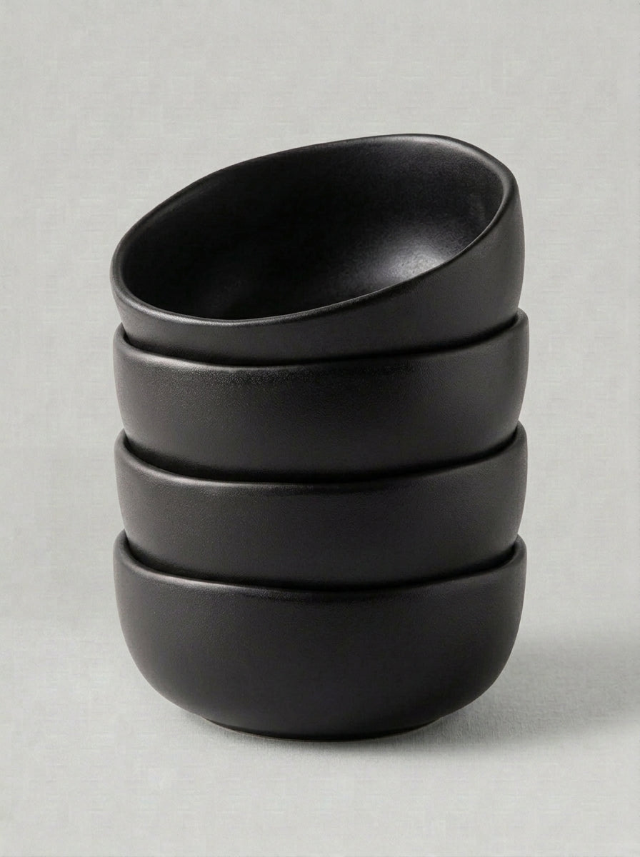 Matte White Reactive Glaze Stoneware Cereal Bowl Set