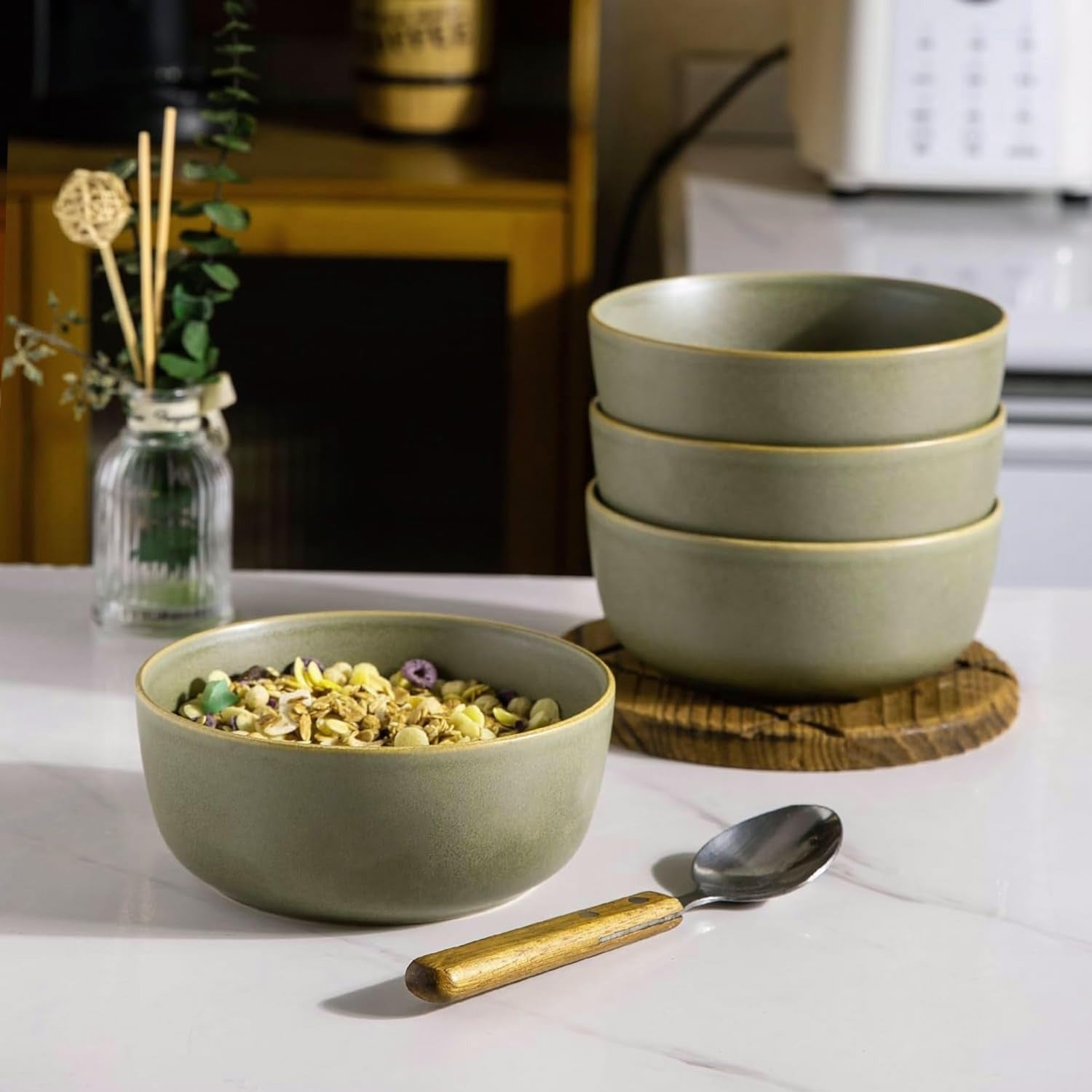 Reactive Glaze Stoneware Cereal Bowl Set