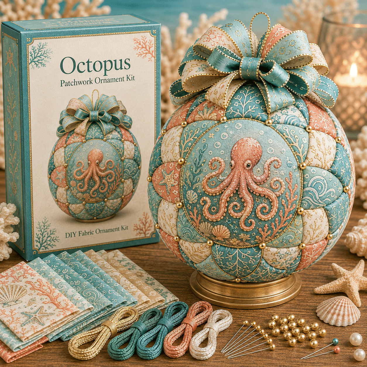 Beginner-Friendly DIY Ocean Treasures Patchwork Ornament Kit Collection