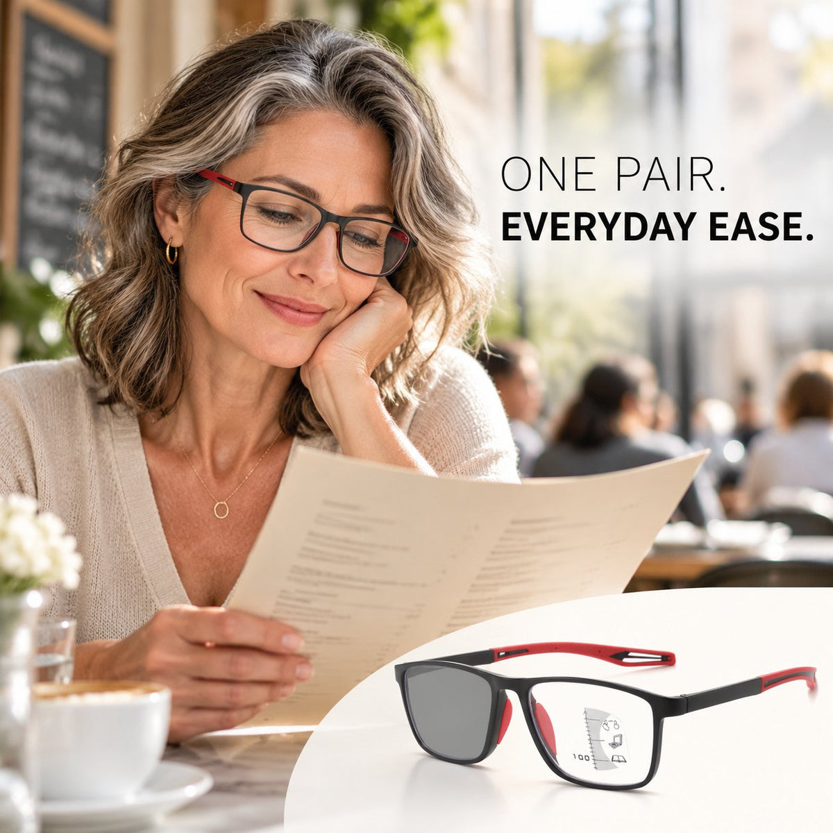 Photochromic Progressive Reading Glasses