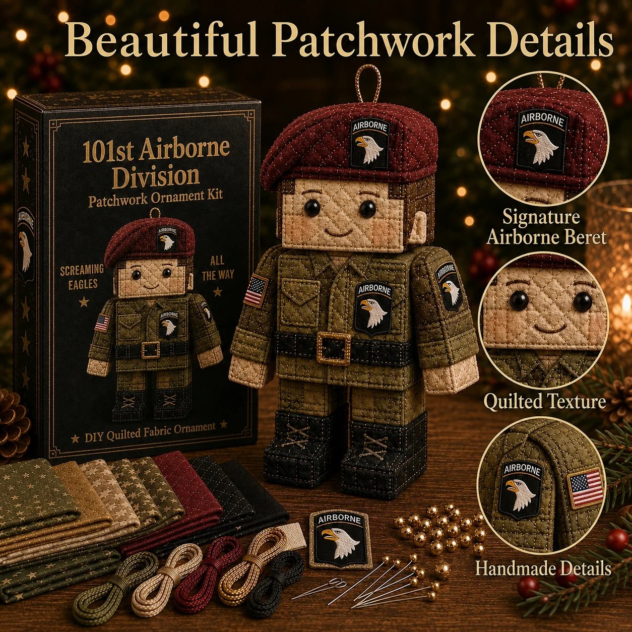 U.S. Army Airborne Paratrooper Patchwork Ornament DIY Kit