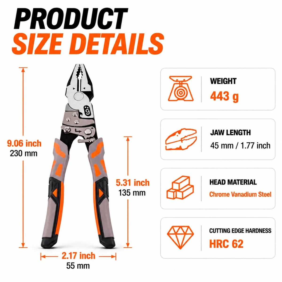 55-Steel Self-Locking Anti-Skid Ratchet Pliers